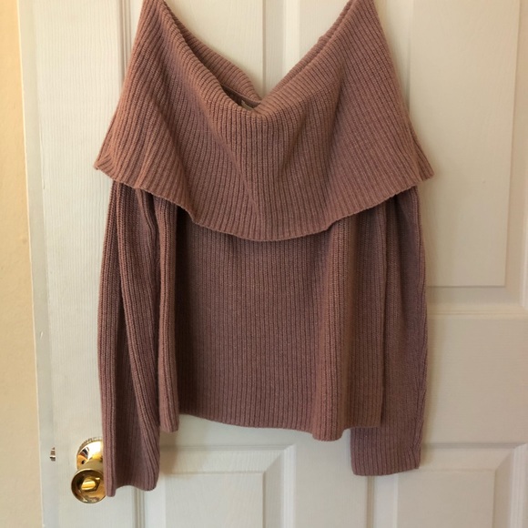 Dusty Pink Off The Shoulder Sweater - Picture 1 of 3